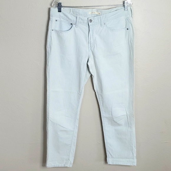 Levi's Blue and White Striped Cotton Lightweight Boyfriend Jeans Size 30 - Picture 1 of 7